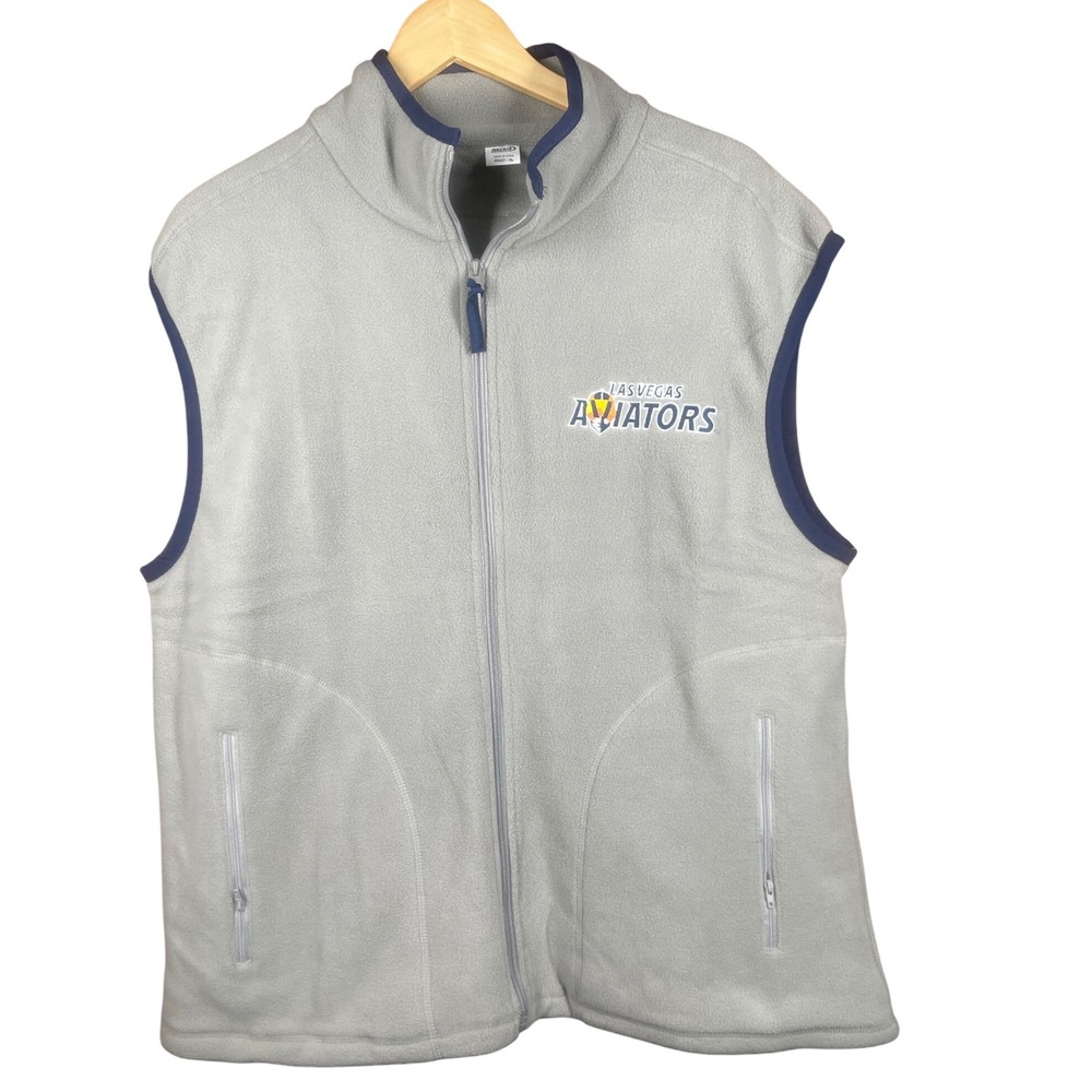 Las Vegas Aviators Milb Fleece Vest Mens XL Full Zip Sleeveless Gray Baseball